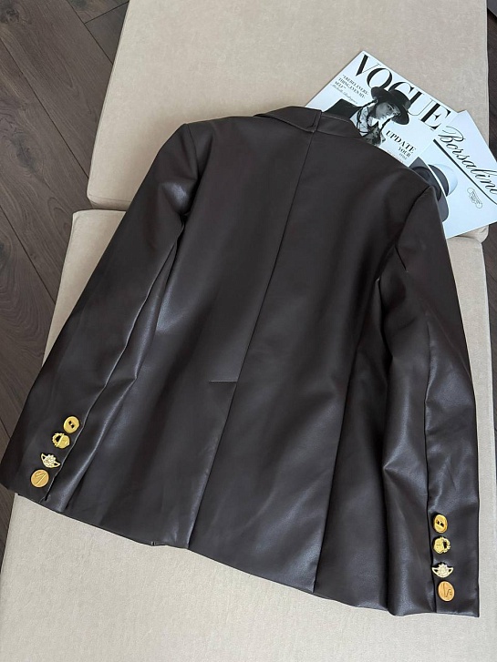 Женский пиджак из эко кожи Schiaparelli Premium - Brown