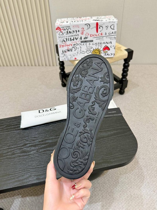 Чёрные кожаные кроссовки Dolce & Gabbana Portofino 