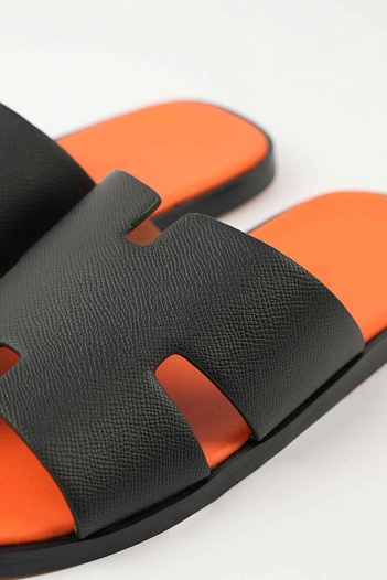 Мужские шлёпанцы Hermes Izmir - Black / Orange   