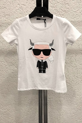 Женская белая футболка Karl Lagerfeld "Taurus"   