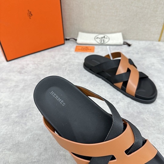 Мужские шлёпанцы Hermes Kazimir - Black / Brown