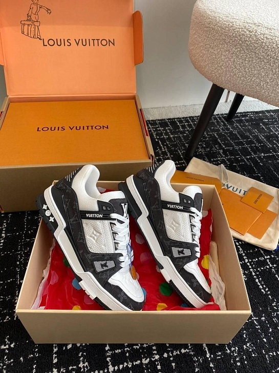 Женские кожаные кроссовки Louis Vuitton Trainer Monogram premium