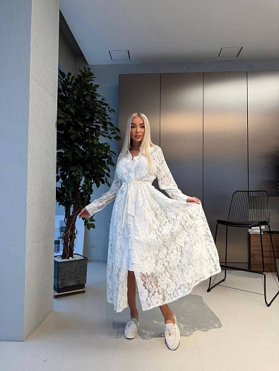 Женское кружевное платье белого цвета Zimmermann premium   