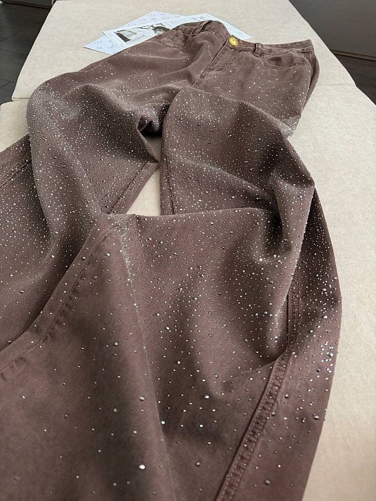 Женские джинсы со стразами Schiaparelli premium