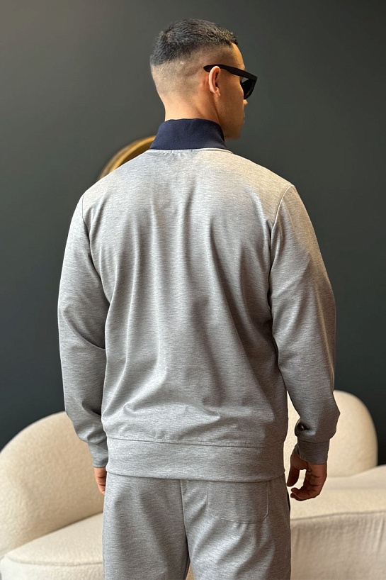 Мужская серая кофта Brioni logo-embroidered