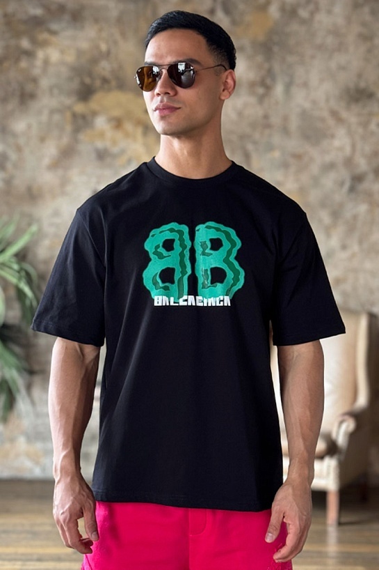 Чёрная оверсайз футболка Balenciaga logo print