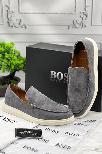 Мужские замшевые лоферы Hugo Boss Randy - Grey   