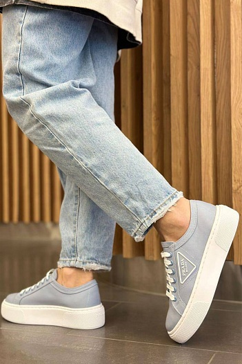 Женские текстильные кроссовки Prada - Blue   