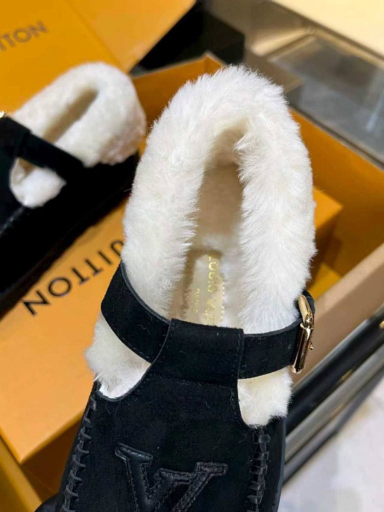 Женские меховые лоферы Louis Vuitton Colorado Comfort Mary Jane premium