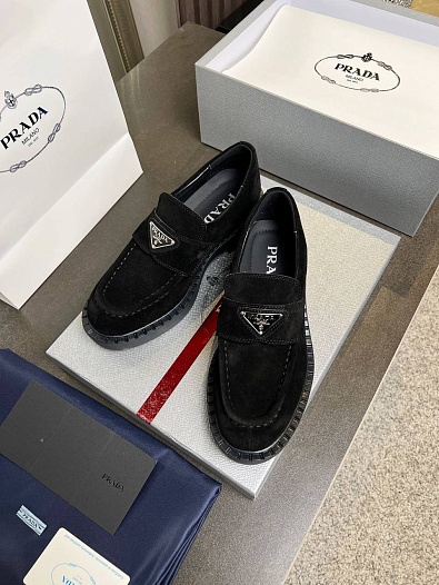Женские замшевые лоферы Prada Premium - Black   