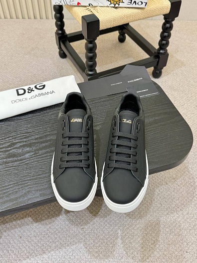 Кожаные кроссовки Dolce & Gabbana Portofino - Black   