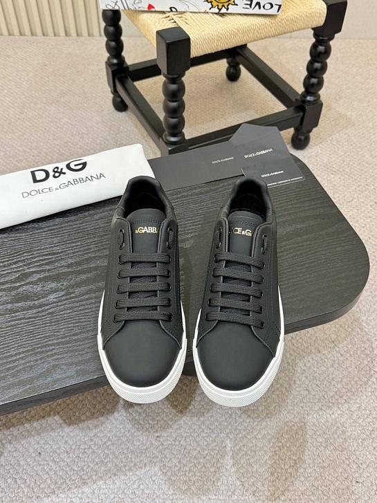 Кожаные кроссовки Dolce & Gabbana Portofino - Black