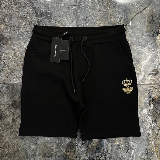 Шорты чёрного цвета Dolce & Gabbana bee crown embroidered   