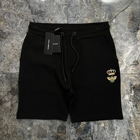 Шорты чёрного цвета Dolce & Gabbana bee crown embroidered