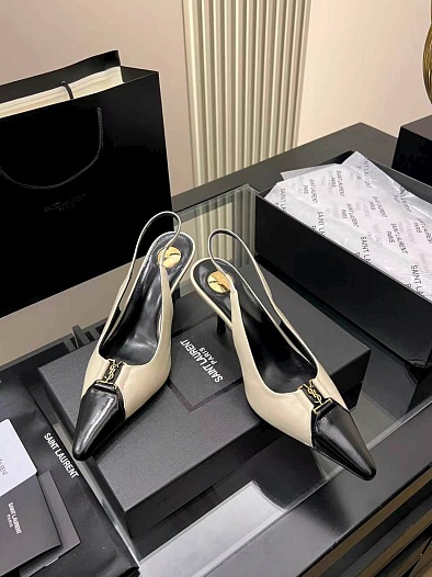 Женские кожаные туфли на каблуке Yves Saint Laurent premium   