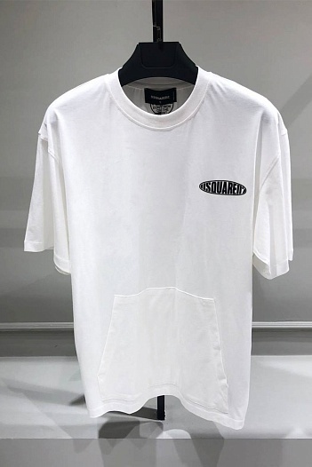 Белая оверсайз футболка Dsquared2 с карманом   
