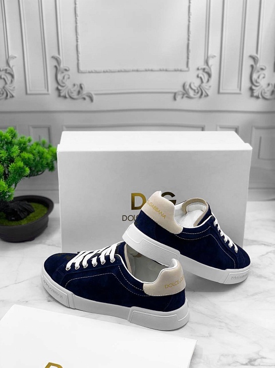 Замшевые кроссовки Dolce & Gabbana Portofino - Blue / White