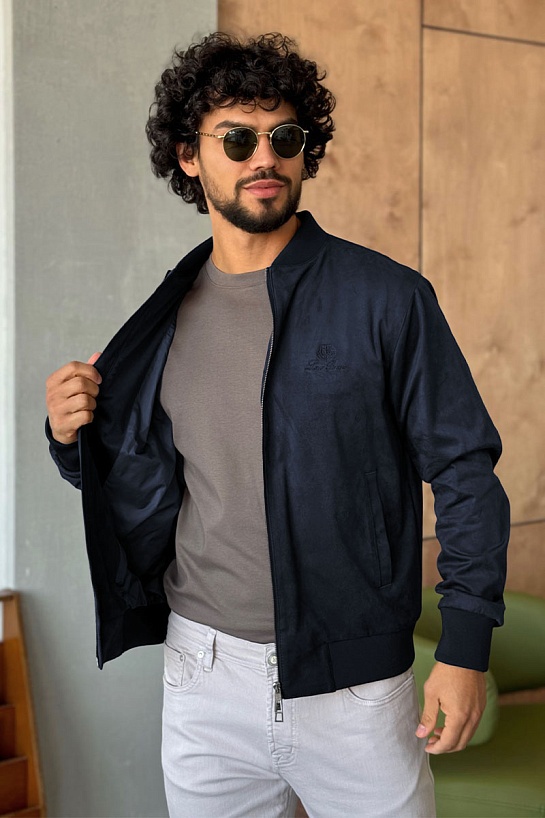 Мужской тёмно-синий бомбер Loro Piana