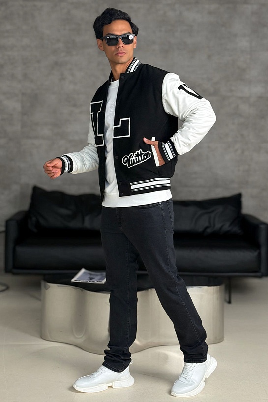 Мужской чёрный бомбер Louis Vuitton Baseball multi-patch