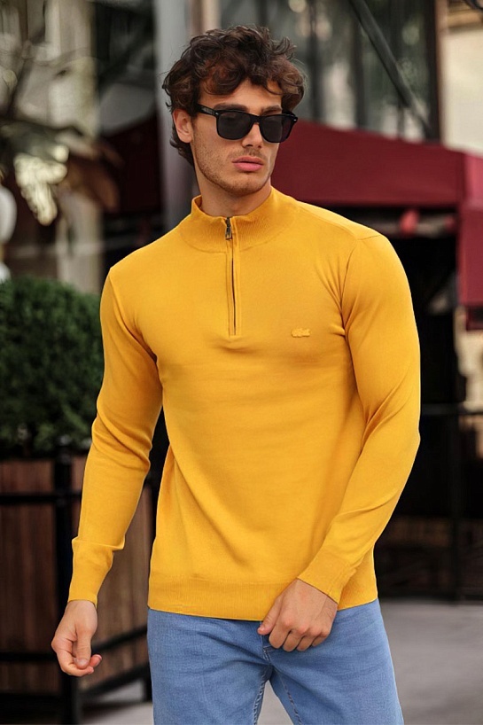 Мужской жёлтый джемпер Lacoste Zip Neck