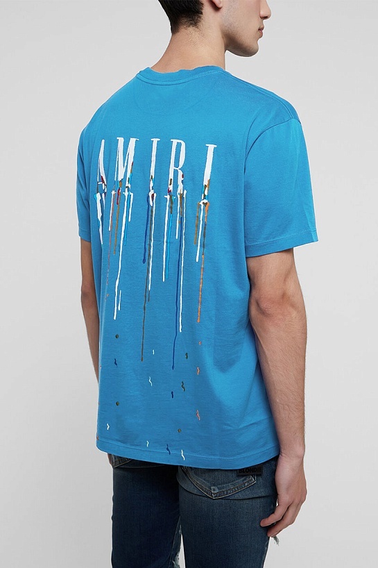 Синяя оверсайз футболка Amiri paint drip core