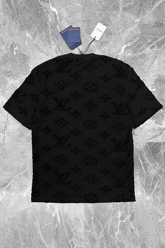 Чёрная оверсайз футболка Louis Vuitton Monogram All-over