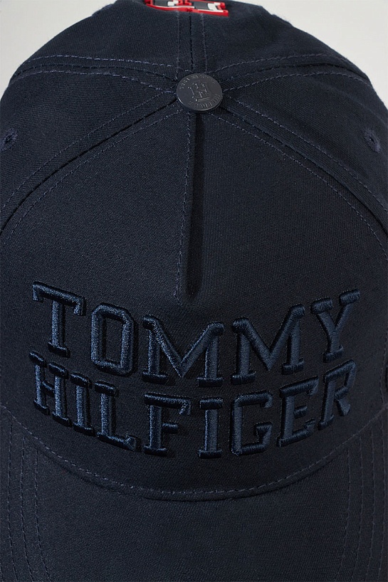 Мужская тёмно-синяя бейсболка Tommy Hilfiger logo-embroidered