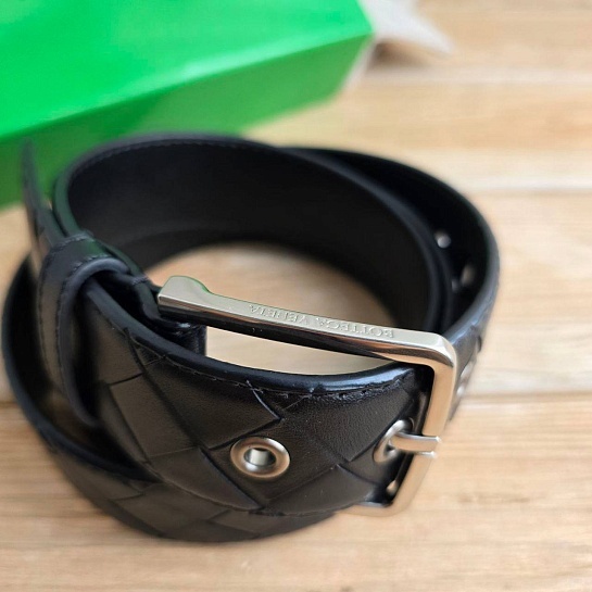 Кожаный чёрный ремень Bottega Veneta - длина 100 / 105 см