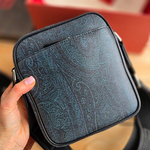 Кожаная сумка Etro с узором пейсли 18x20 см   