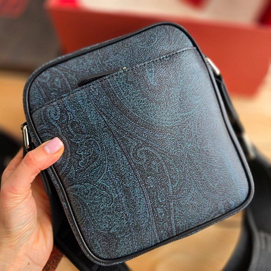 Кожаная сумка Etro с узором пейсли 18x20 см