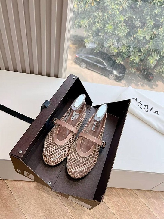 Женские плетёные балетки Alaia Premium - Pink