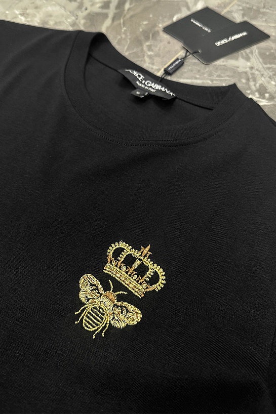 Футболка чёрного цвета Dolce & Gabbana bee and crown