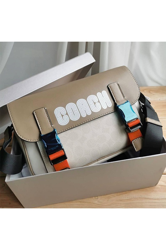 Кожаная сумка Coach Track - Colorblock 28x20 см