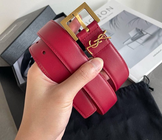 Кожаный ремень Yves Saint Laurent (ширина 3 см)