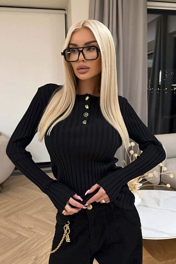 Женский трикотажный лонгслив Schiaparelli premium - Black   