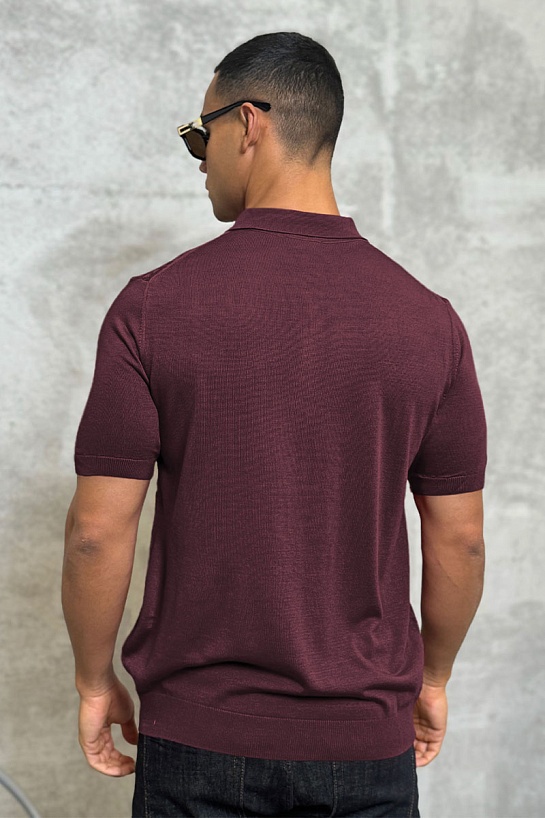 Мужское поло бордового цвета Zilli zip neck