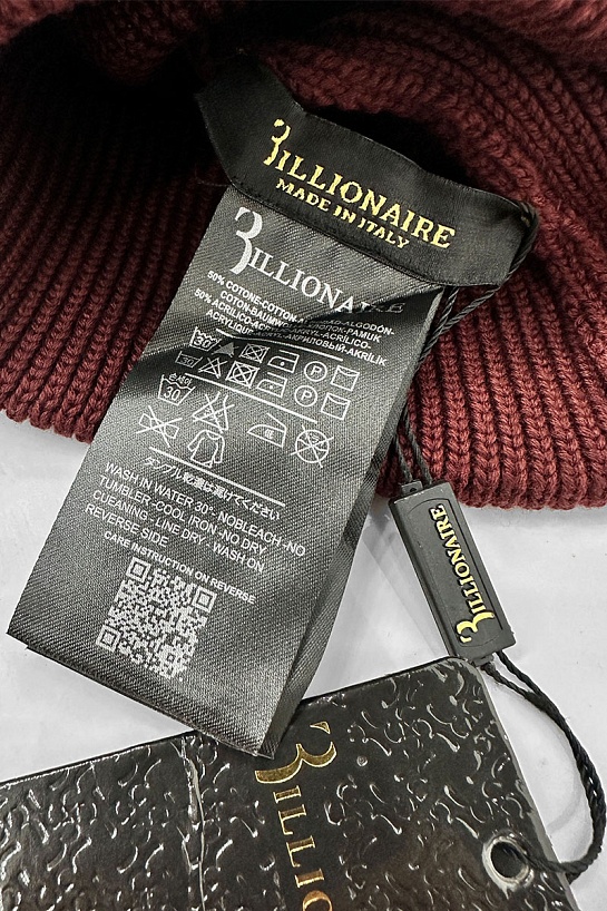 Бордовая шапка Billionaire logo-patch