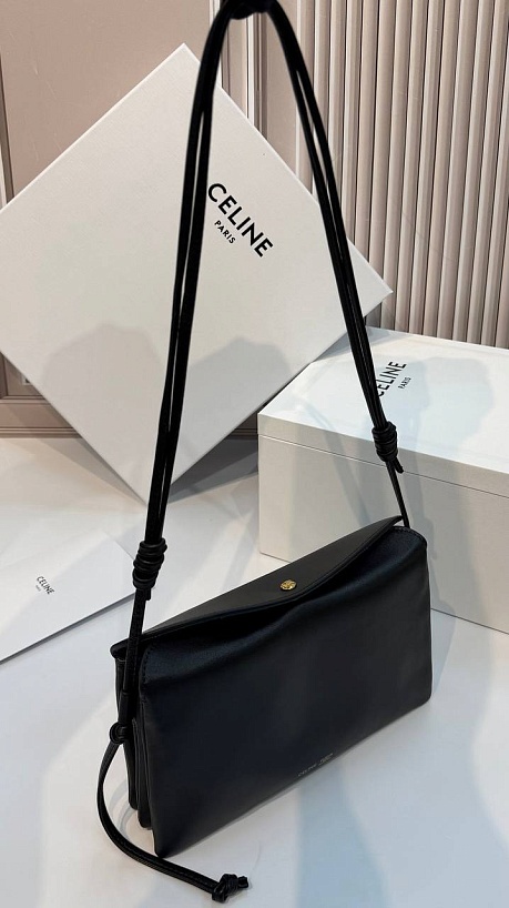 Кожаная сумка Celine Trio Flap premium 22.5x13x3.5 см