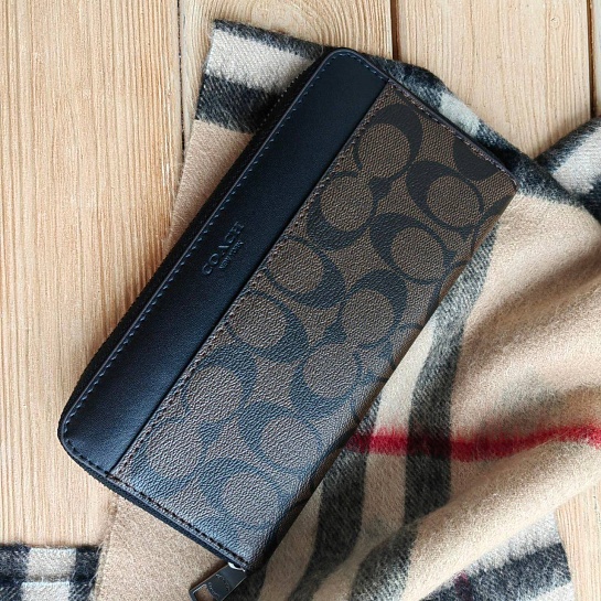 Кожаное портмоне Coach monogram 20x10 см