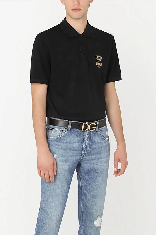 Классическое поло Dolce&Gabbana Bee & Crown - Black