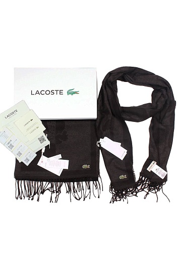 Чёрный шарф Lacoste logo-patch 185х35 см   