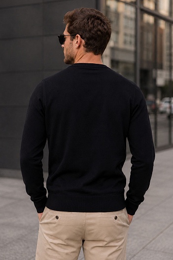 Мужской джемпер Tommy Hilfiger logo-embroidered - Black   