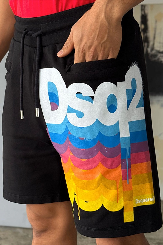 Чёрные мужские шорты Dsquared2 logo-print
