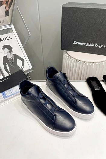 Кроссовки с мехом Ermenegildo Zegna Triple Stitch - Navy   