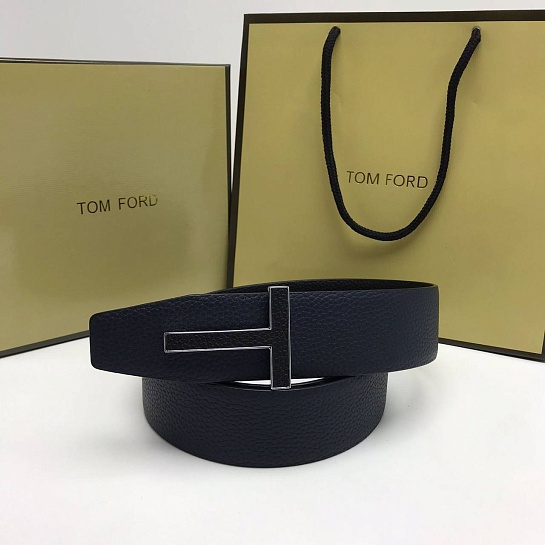 Двусторонний кожаный ремень Tom Ford T-Buckle (ширина 3.8 см, длина 95 / 100 см) 