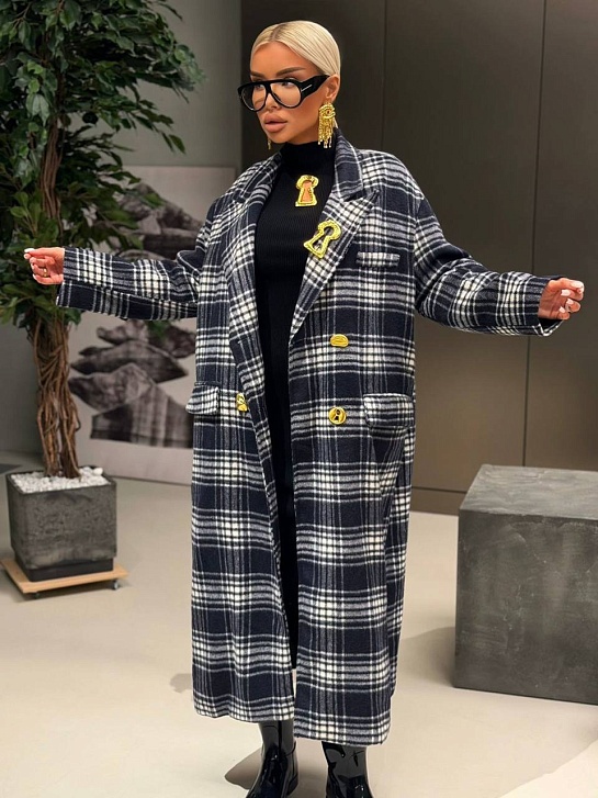 Женское пальто в клетку Schiaparelli premium