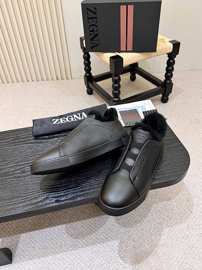 Кроссовки с мехом Ermenegildo Zegna Triple Stitch high-top   