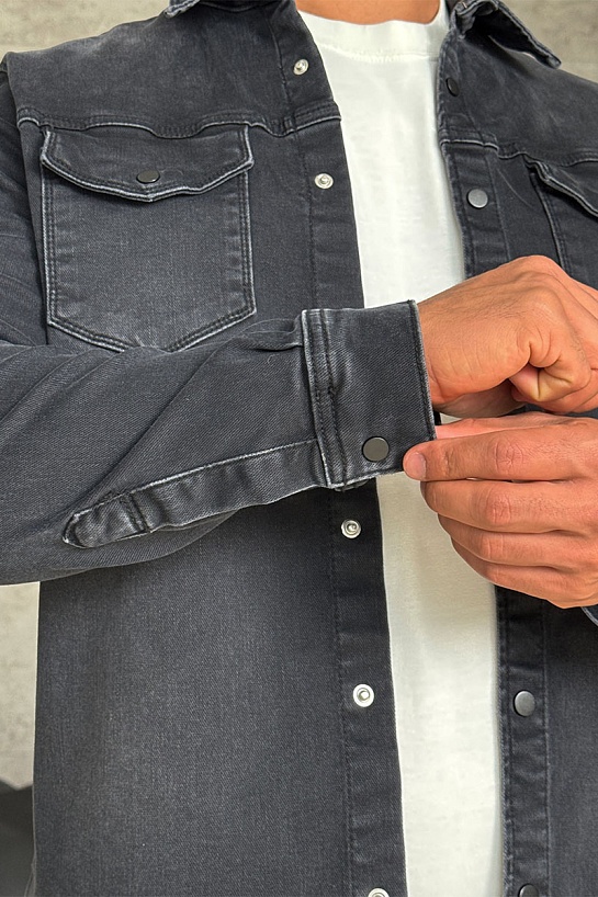 Джинсовая рубашка Loro Piana чёрного цвета