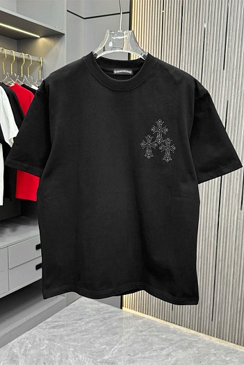 Чёрная оверсайз футболка Chrome Hearts Premium   