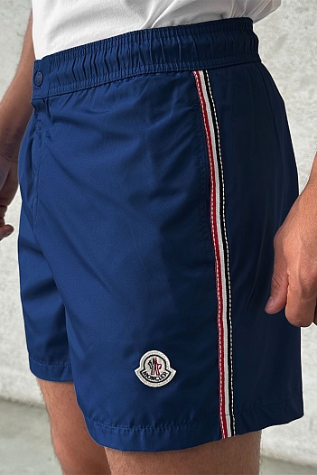 Мужские тёмно-синие шорты Moncler logo-patch   